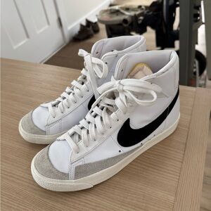 Nike White and Black High-Top Athletic Shoes